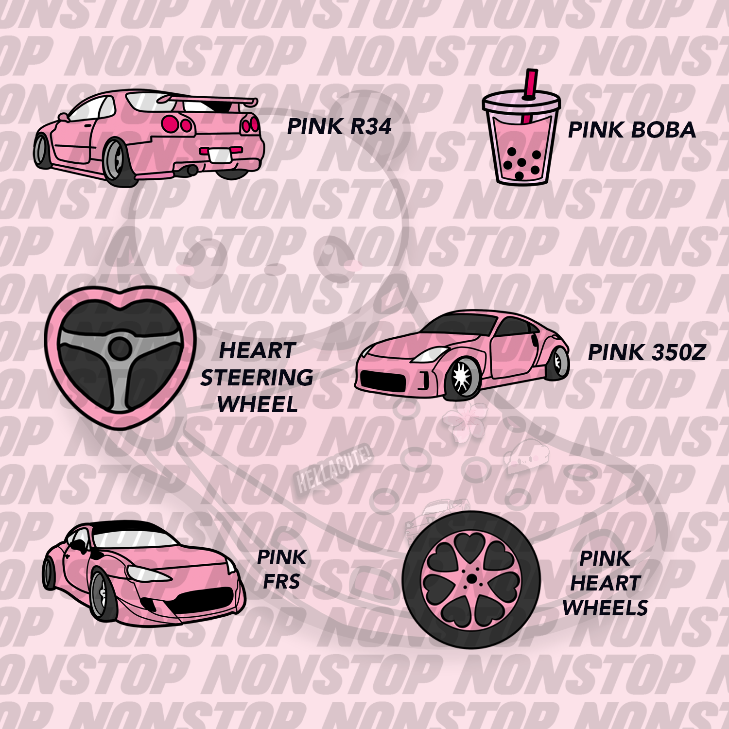 Pink Car Shoe Charms V1