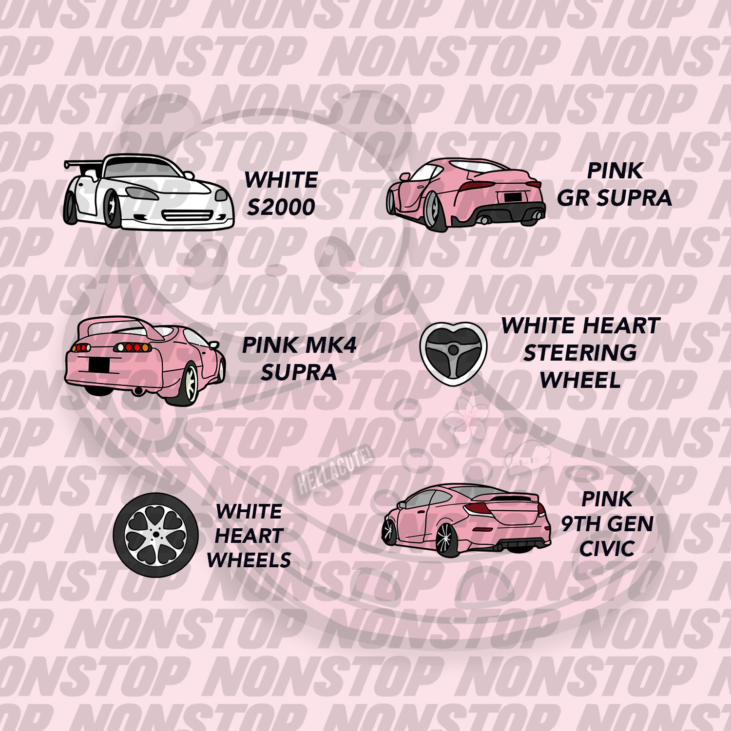 Pink Car Shoe Charms V2