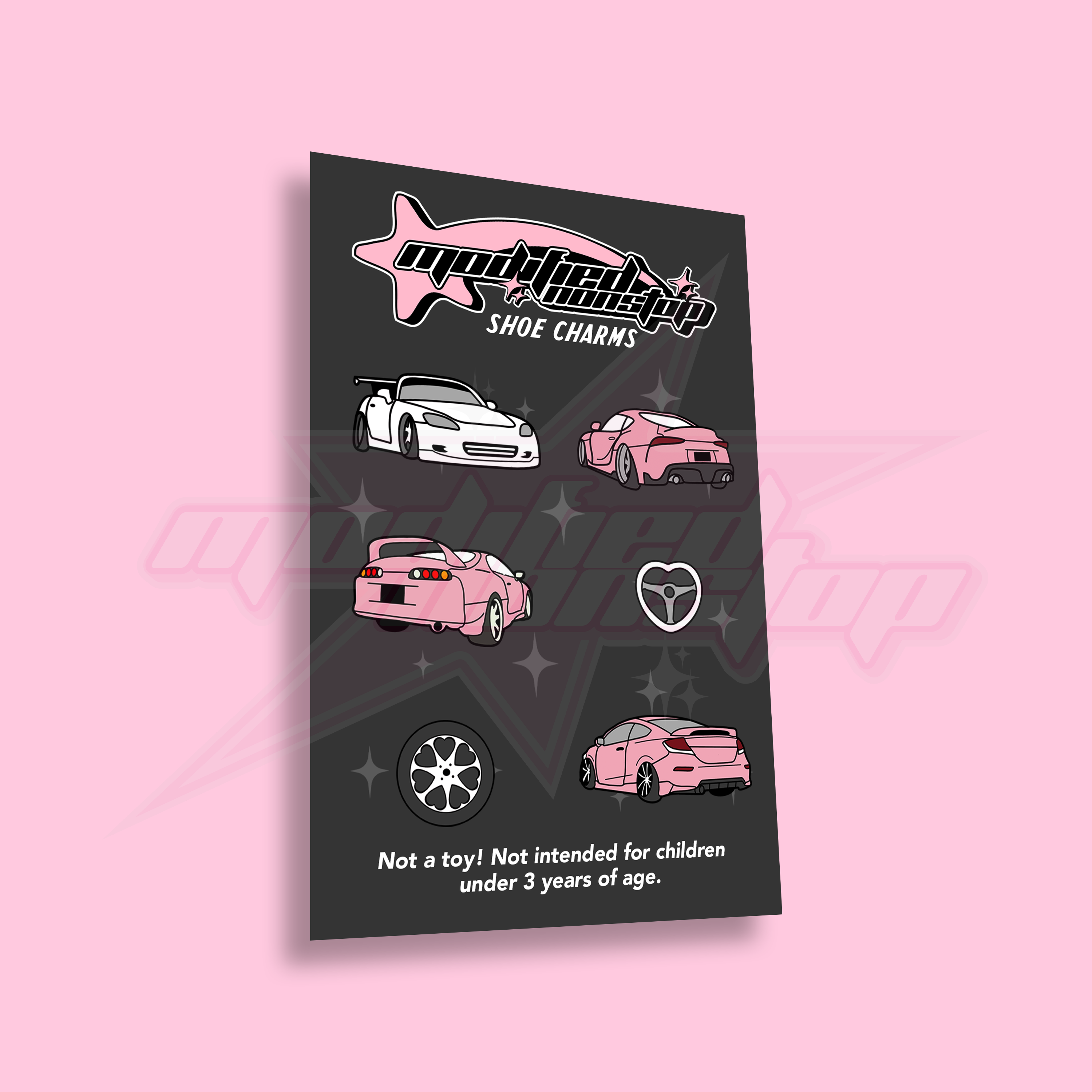 Pink Car Shoe Charms V2