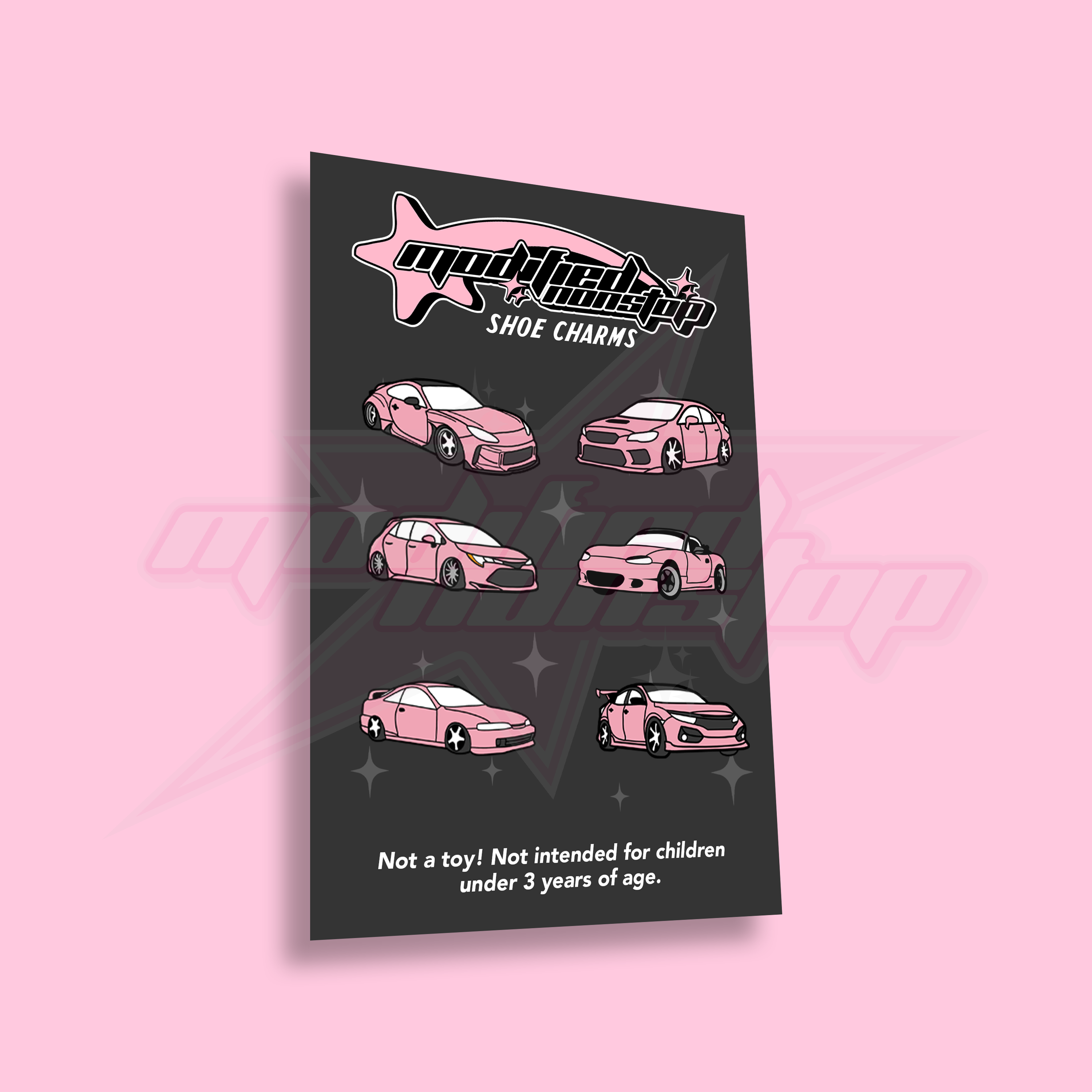 Pink Car Shoe Charms V3