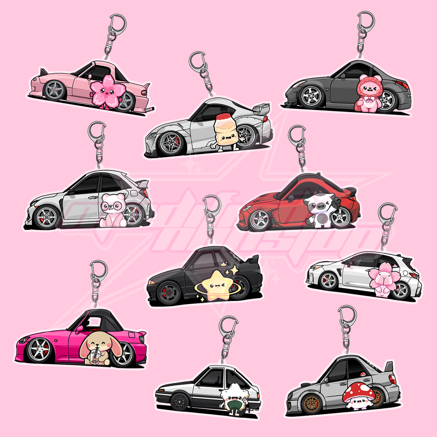 Chibi Car Acrylic Keychains