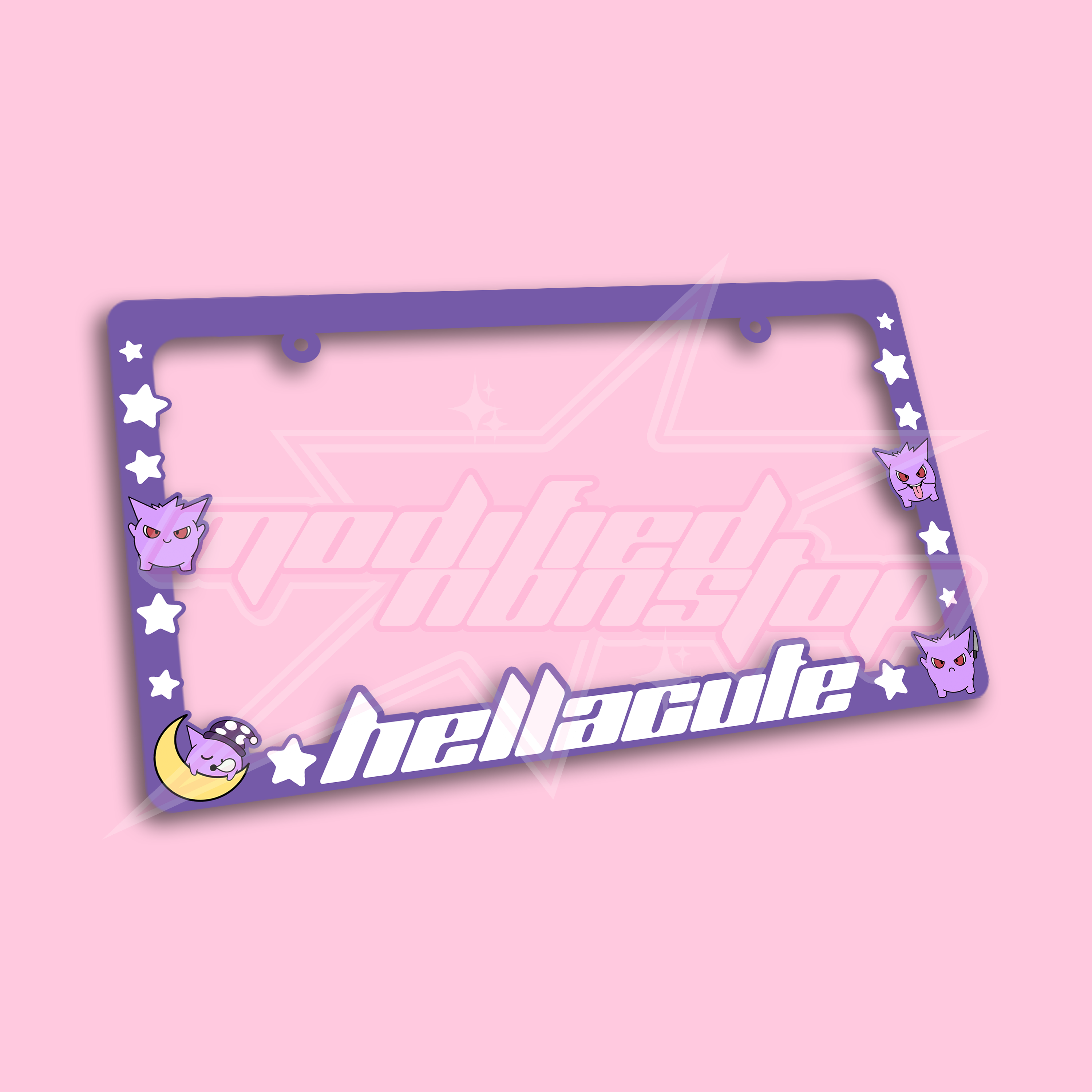 Hellacute Gengar License Plate Frame