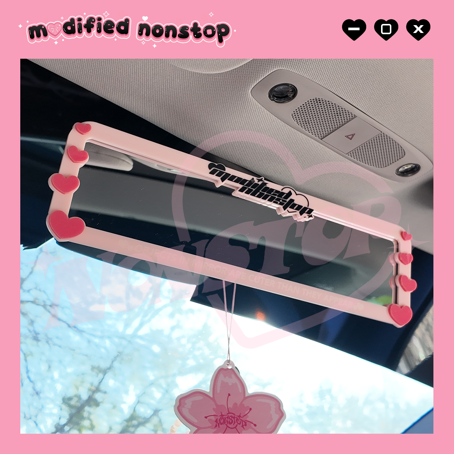 Pink Hearts Clip-on Rear View Mirror