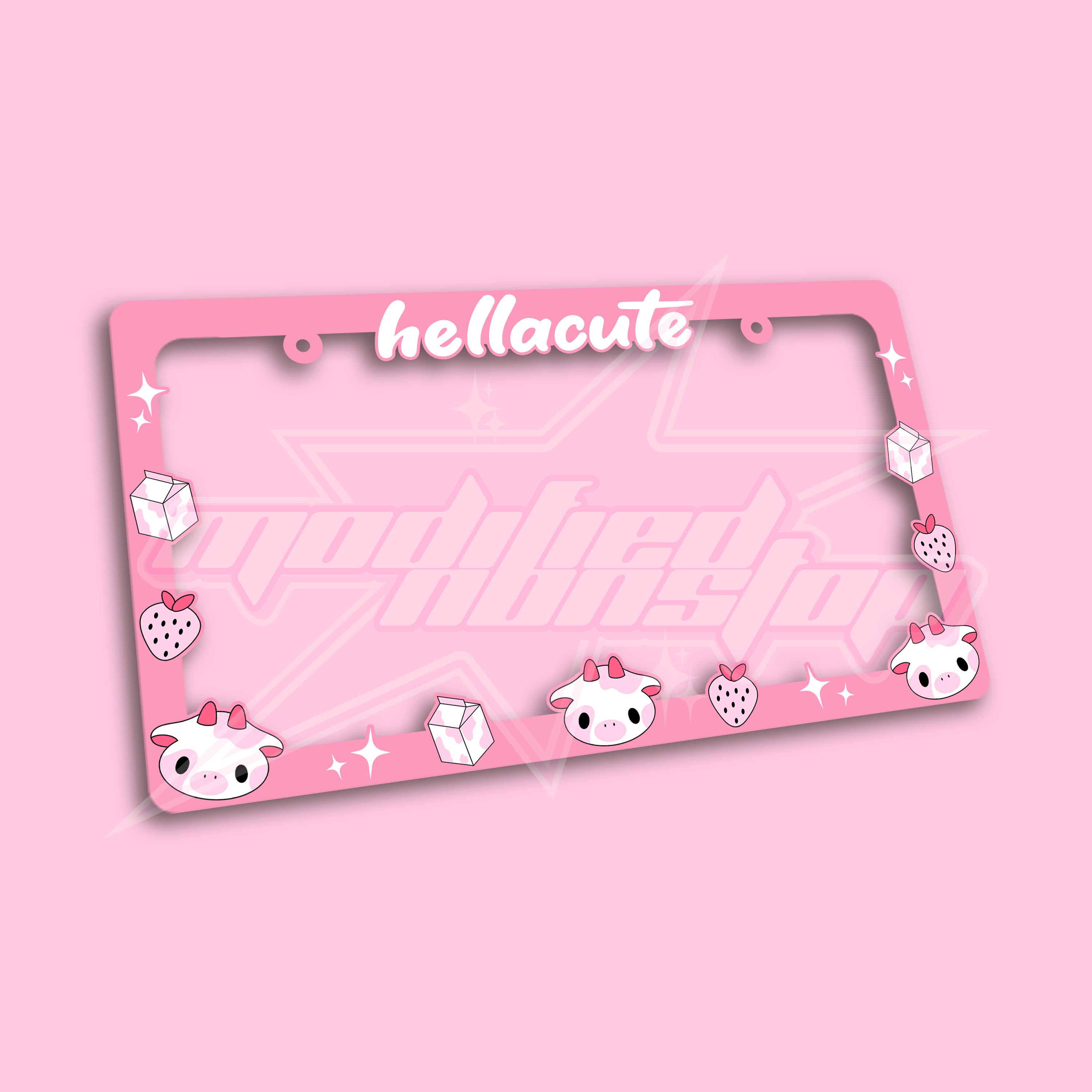 Pink Cow License Plate Frame