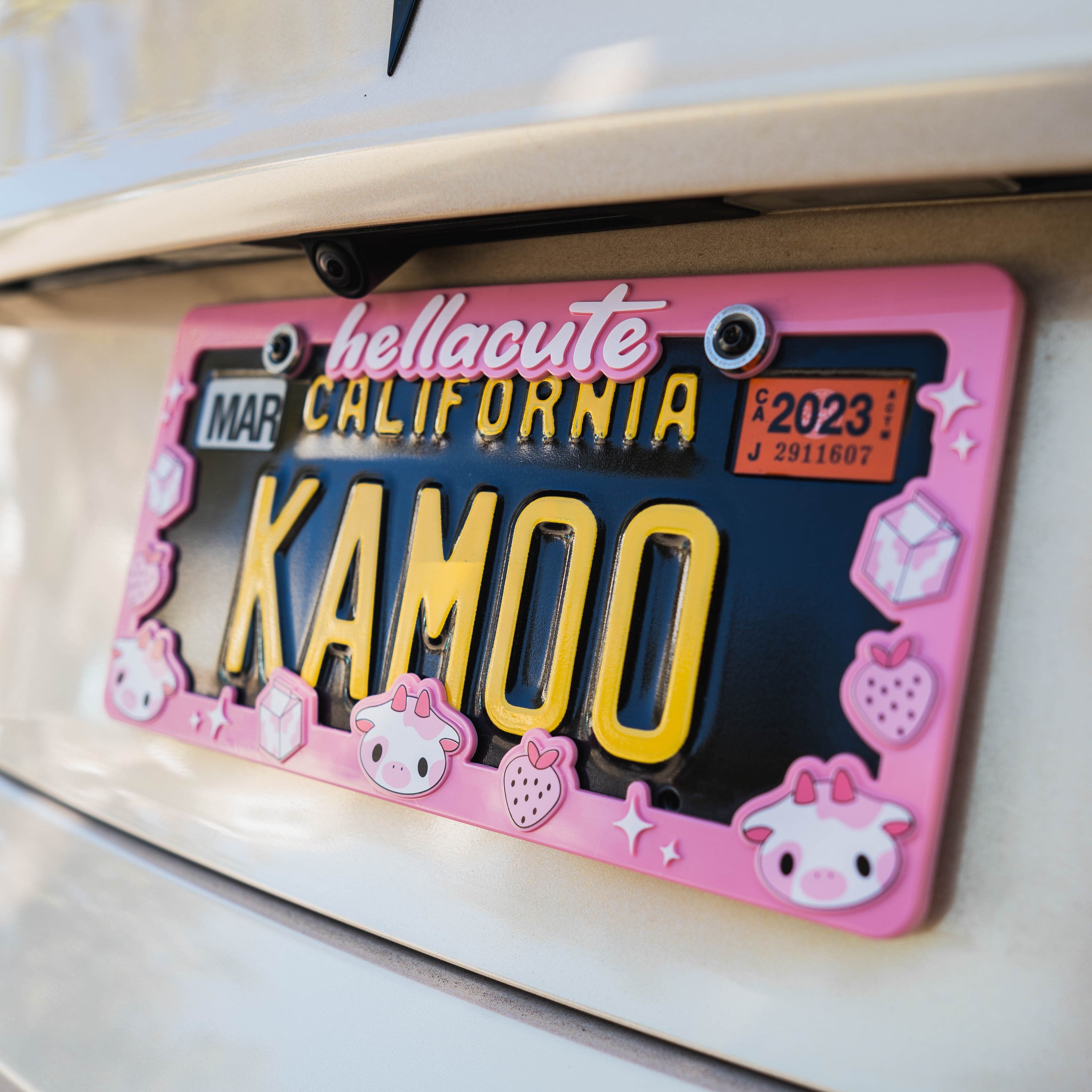 Pink Cow License Plate Frame