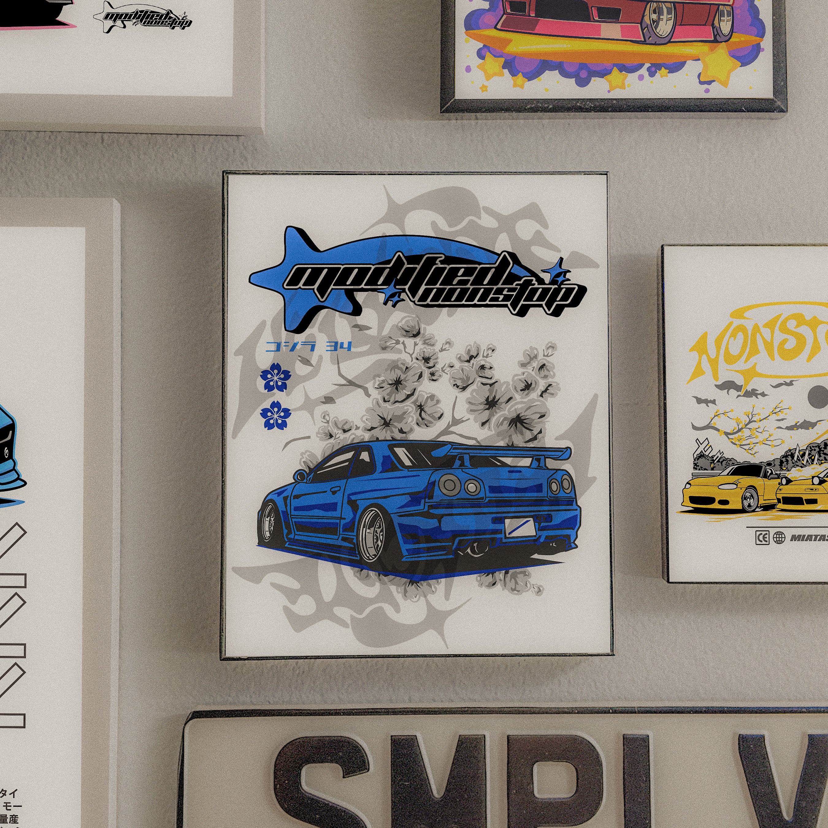 Blue R34 GTR Art Print