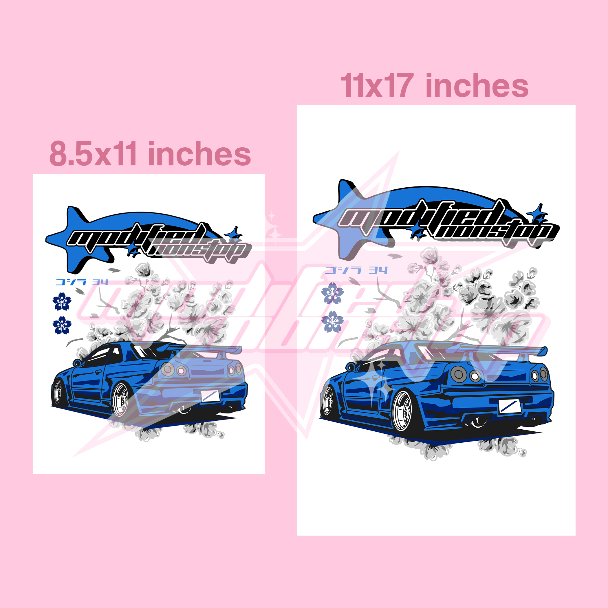 Blue R34 GTR Art Print