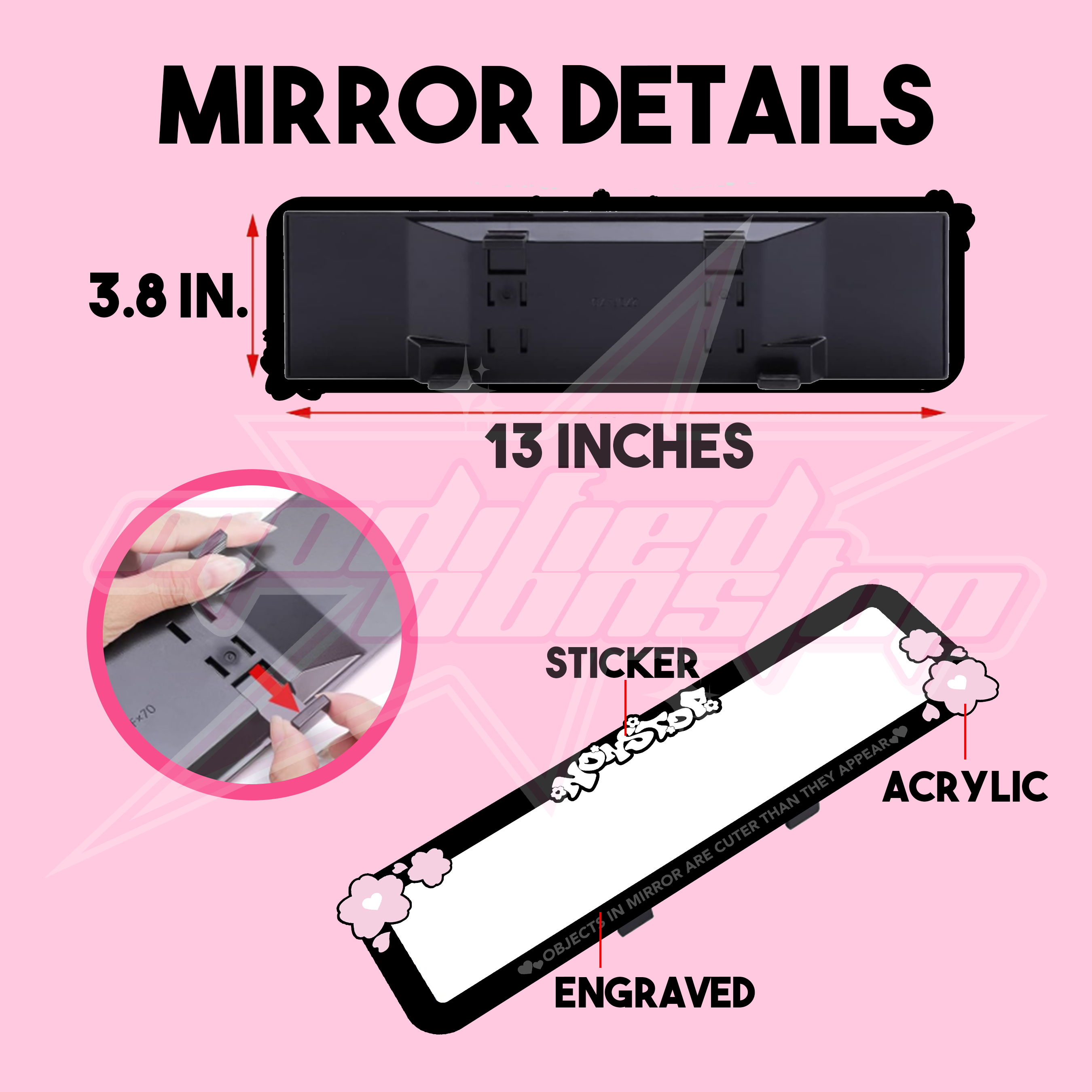 Sakura Clip-on Rear View Mirror