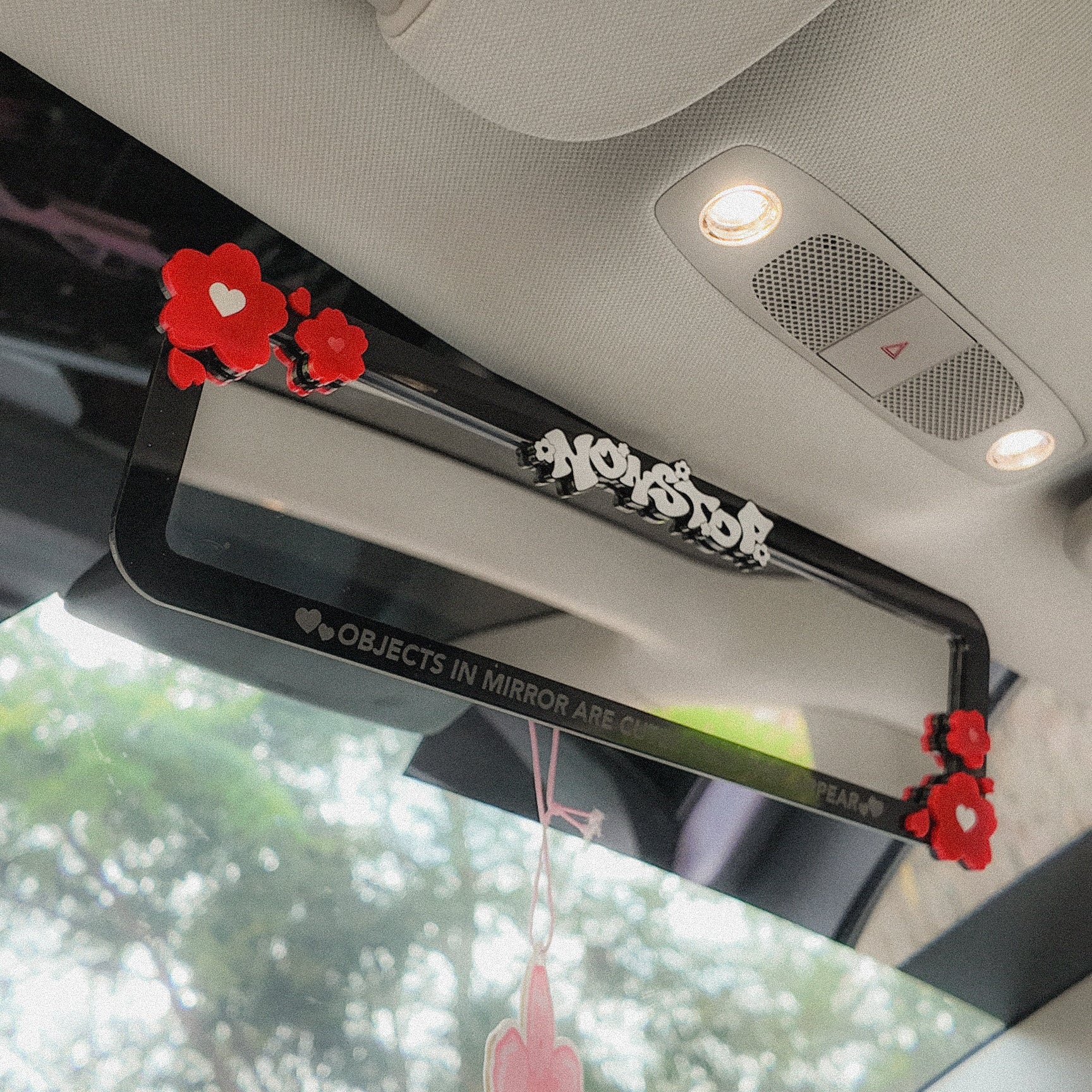 Red Sakura Clip-on Rear View Mirror
