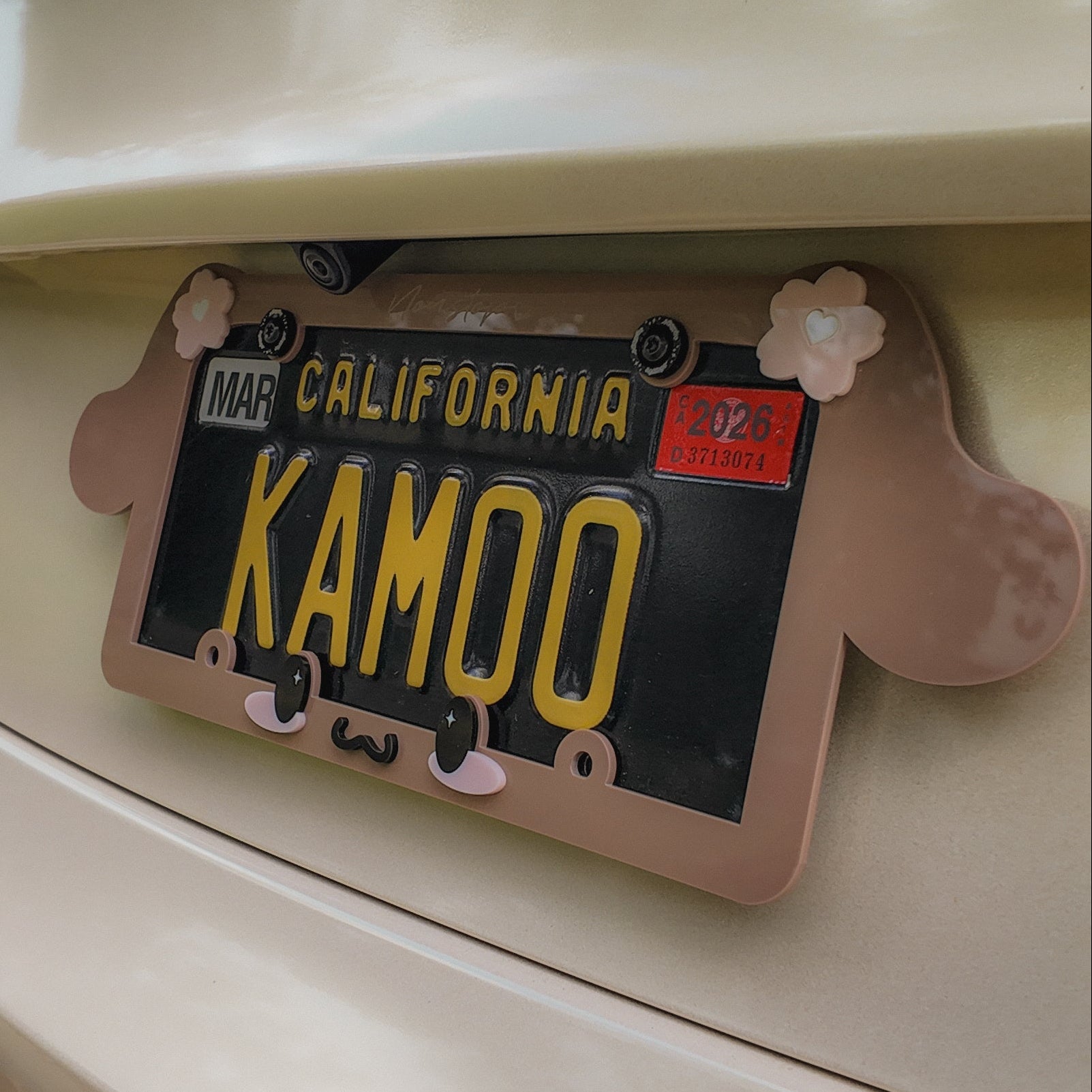 Fluffy Brown Puppy Acrylic License Plate Frame