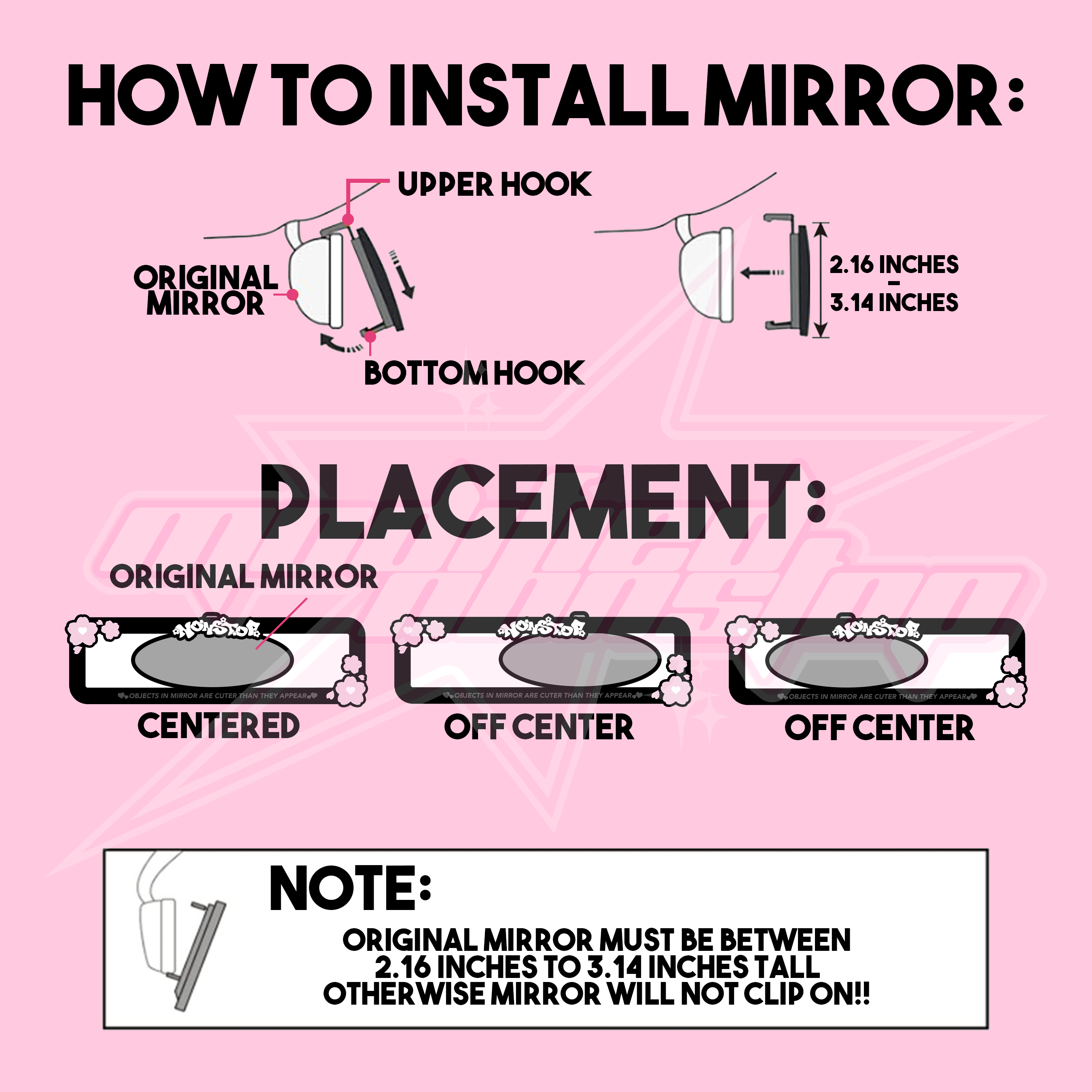 Pink Sakura Clip-on Rear View Mirror