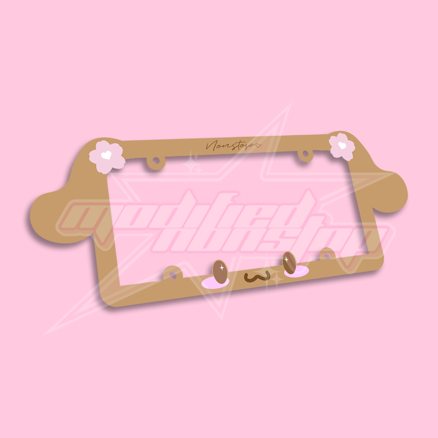 Fluffy Brown Puppy Acrylic License Plate Frame