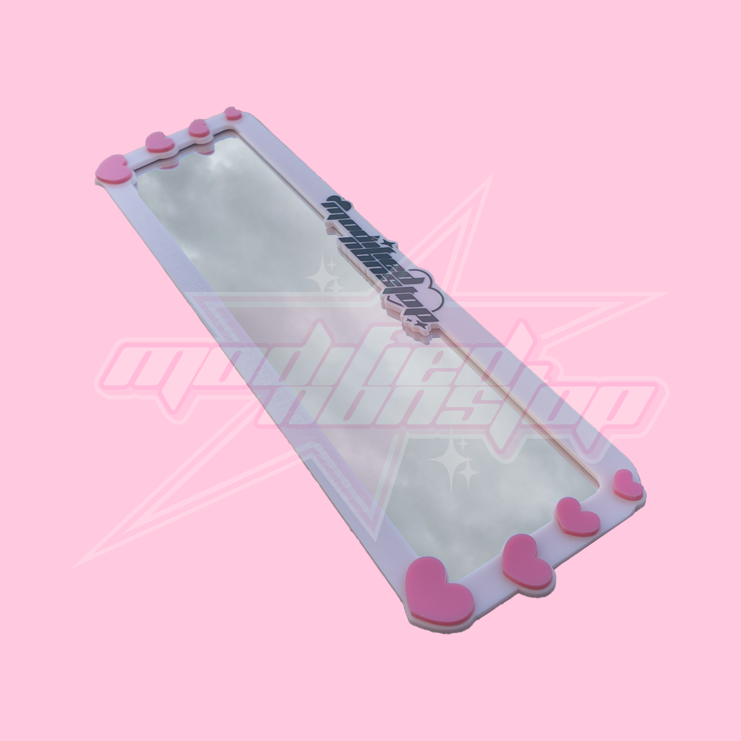 Pink Hearts Clip-on Rear View Mirror