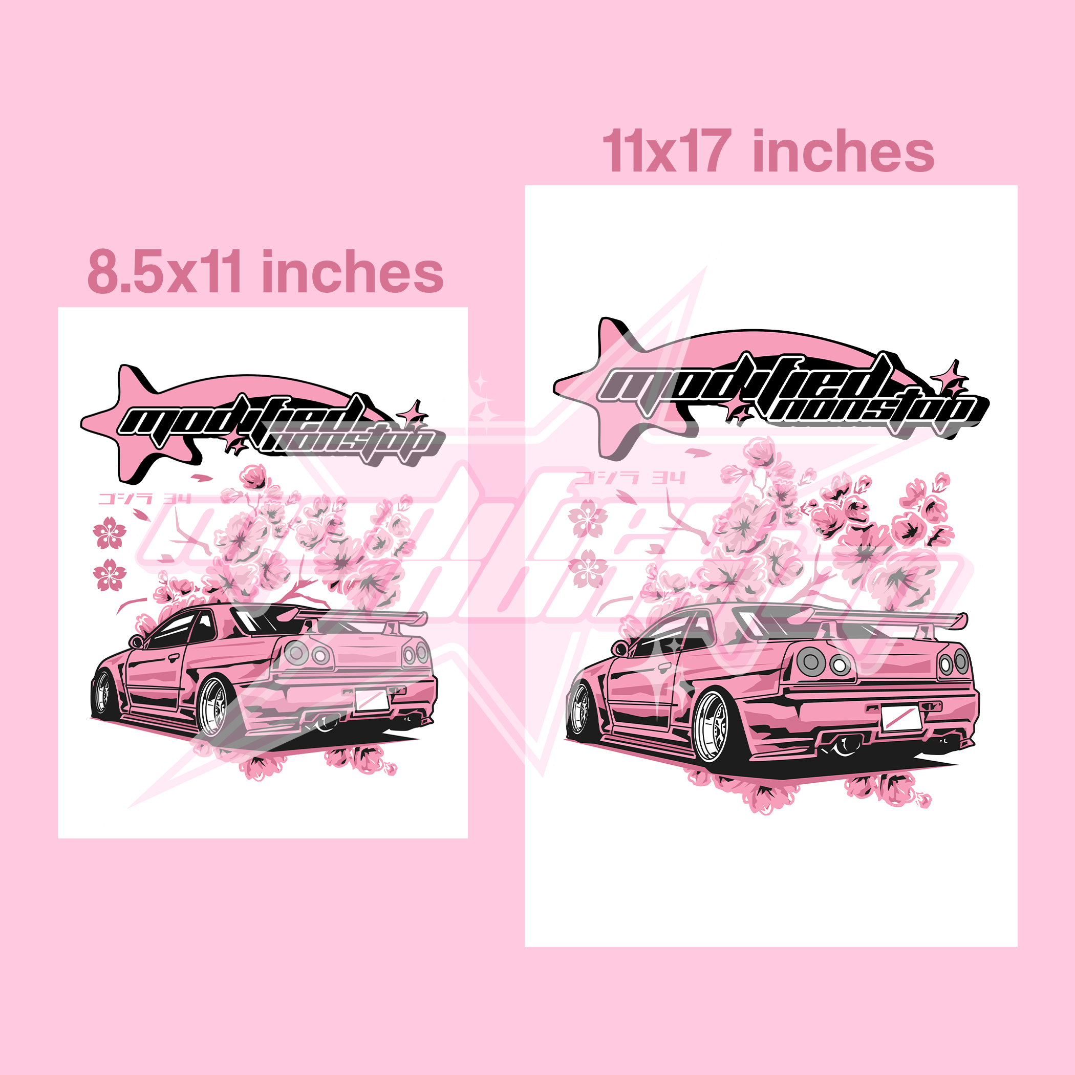 Pink R34 GTR Art Print