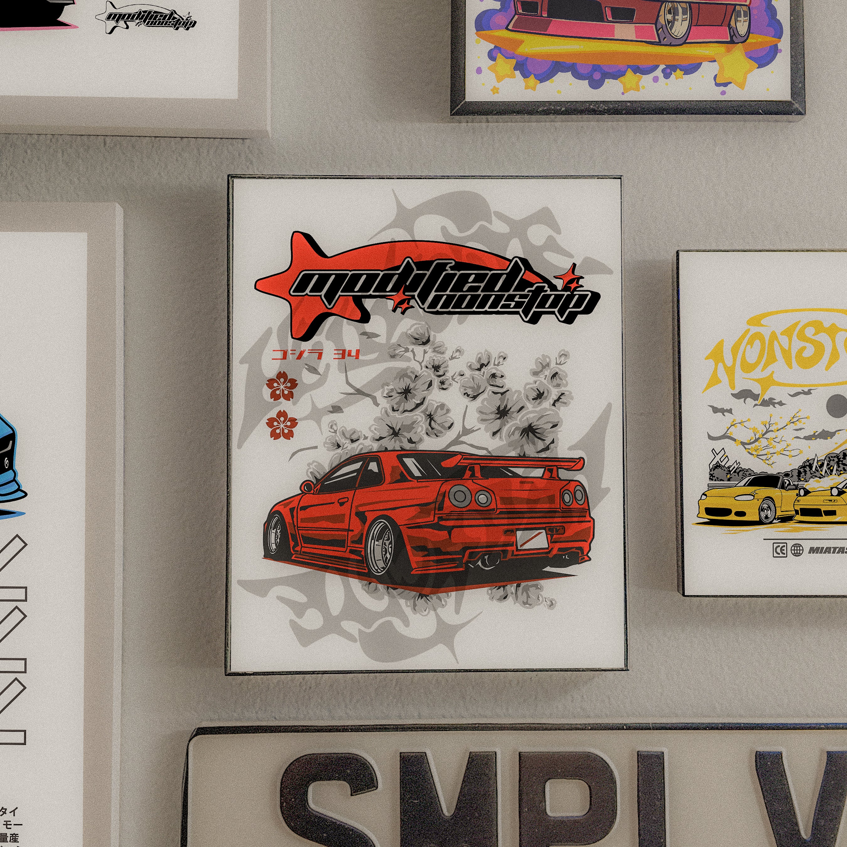 Red R34 GTR Art Print