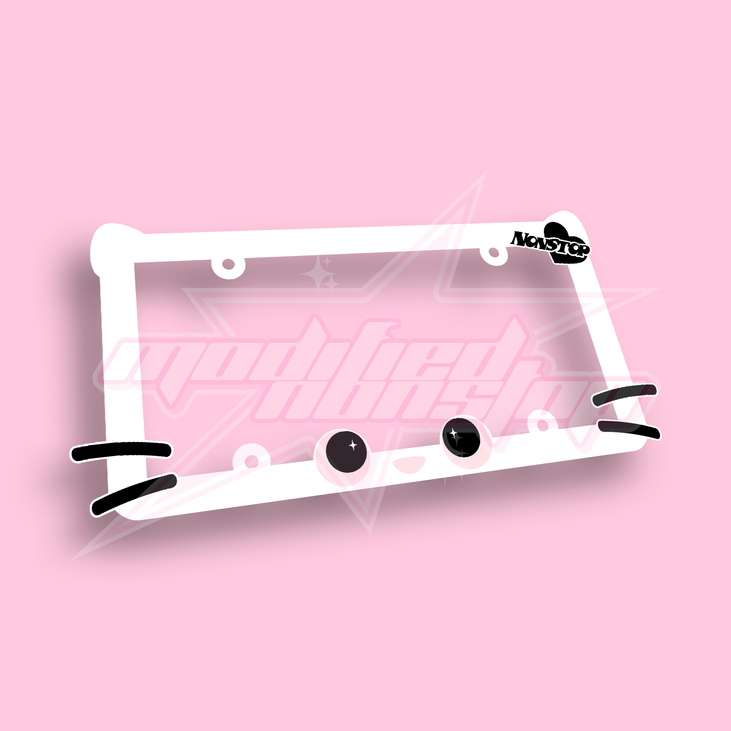 White Kitty Acrylic License Plate Frame